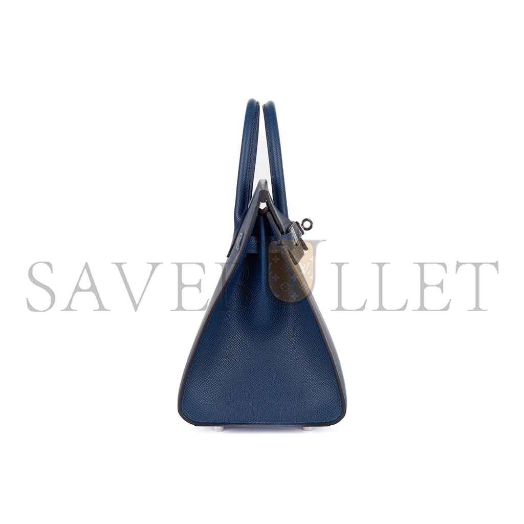 H**mes birkin 25 epsom leather royal blue silver buckle bag 1274381 (25*20*13cm)